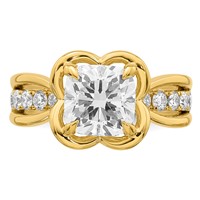 14K Yellow Gold Certified Cushion Center Lab Grown Diamond VS+ F+ Ring view 4