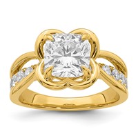 14K Yellow Gold Certified Cushion Center Lab Grown Diamond VS+ F+ Ring view 1