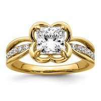 14K Yellow Gold 1.75ct Certified Princess Lab Grown Dia VS+ F+ Comp Ring view 1