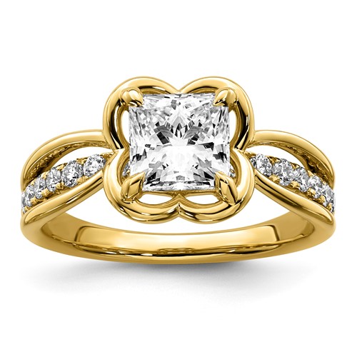 14K Yellow Gold 1.75ct Certified Princess Lab Grown Dia VS+ F+ Comp Ring
