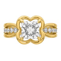 14K Yellow Gold Certified Princess Center Lab Grown Diamond VS+ F+ Ring view 4