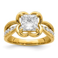 14K Yellow Gold Certified Princess Center Lab Grown Diamond VS+ F+ Ring view 1