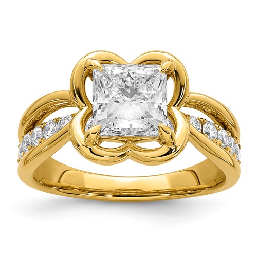 14K Yellow Gold Certified Princess Center Lab Grown Diamond VS+ F+ Ring