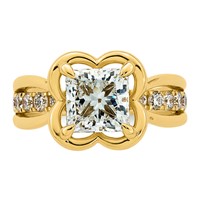 14K Yellow Gold 3ct Cert Princess Lab Grown Dia VS+ F+ Complete Ring view 4