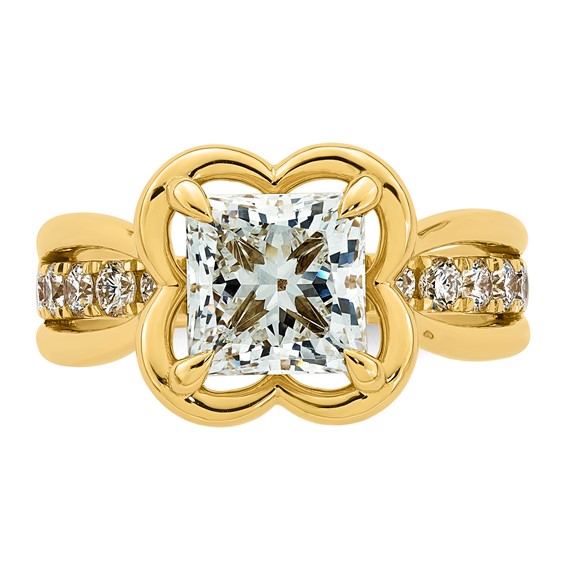 14ky 3ct Cert Princess Lab Grown Dia VS+ F+ Complete Ring