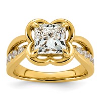14K Yellow Gold 3ct Cert Princess Lab Grown Dia VS+ F+ Complete Ring view 1