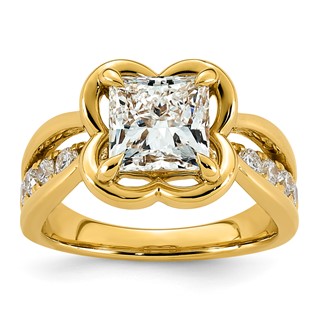 14ky 3ct Cert Princess Lab Grown Dia VS+ F+ Complete Ring