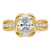 14K Yellow Gold Certified Oval Center Lab Grown Diamond VS+ F+ Ring view 4