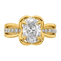 14K Yellow Gold Certified Oval Center Lab Grown Diamond VS+ F+ Ring view 4