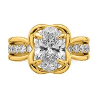 14K Yellow Gold Certified Oval Center Lab Grown Diamond VS+ F+ Ring view 4
