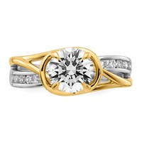 14ktt Certified Round Center Lab Grown Diamond VS+ F+ Ring view 4