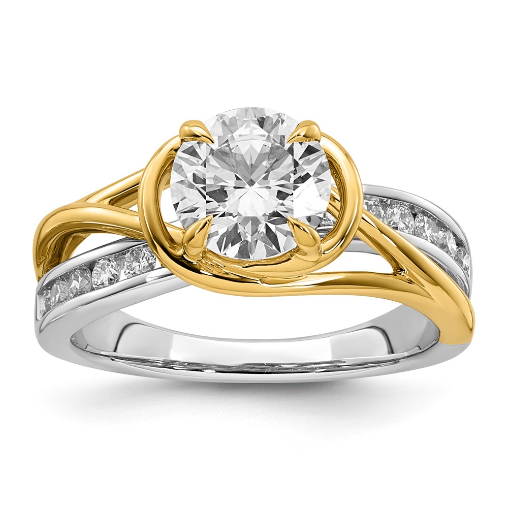 14ktt Certified Round Center Lab Grown Diamond VS+ F+ Ring