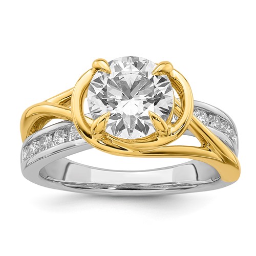 14ktt Certified Round Center Lab Grown Diamond VS+ F+ Ring
