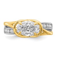 14ktt Certified Oval Center Lab Grown Diamond VS+ F+ Ring view 4