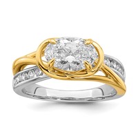 14ktt Certified Oval Center Lab Grown Diamond VS+ F+ Ring view 1