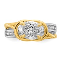 14ktt Certified Oval Center Lab Grown Diamond VS+ F+ Ring view 4