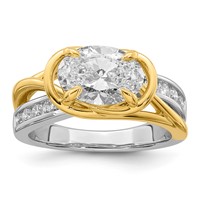 14ktt Certified Oval Center Lab Grown Diamond VS+ F+ Ring view 1