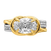 14ktt Certified Oval Center Lab Grown Diamond VS+ F+ Ring view 4