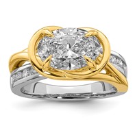 14ktt Certified Oval Center Lab Grown Diamond VS+ F+ Ring view 1