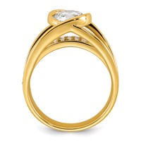 14K Yellow Gold Certified Round Center Lab Grown Diamond VS+ F+ Ring view 2