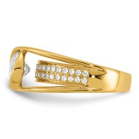 14K Yellow Gold Certified Round Center Lab Grown Diamond VS+ F+ Ring view 3