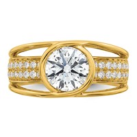 14K Yellow Gold Certified Round Center Lab Grown Diamond VS+ F+ Ring view 4
