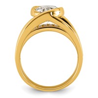 14K Yellow Gold Certified Round Center Lab Grown Diamond VS+ F+ Ring view 2