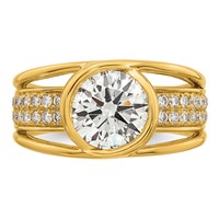 14K Yellow Gold Certified Round Center Lab Grown Diamond VS+ F+ Ring view 4