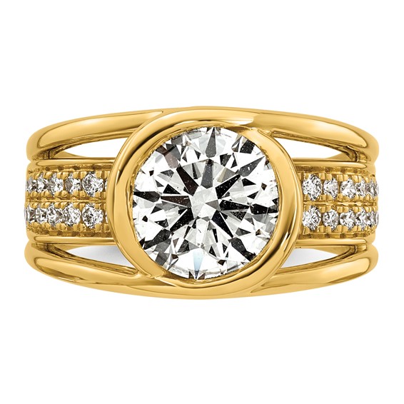 14ky 3ct Cert Round Lab Grown Dia VS+ F+ Comp Ring