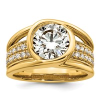 14K Yellow Gold 3ct Cert Round Lab Grown Dia VS+ F+ Comp Ring view 1