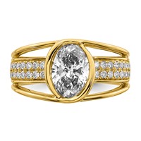 14K Yellow Gold Certified Oval Center Lab Grown Diamond VS+ F+ Ring view 4