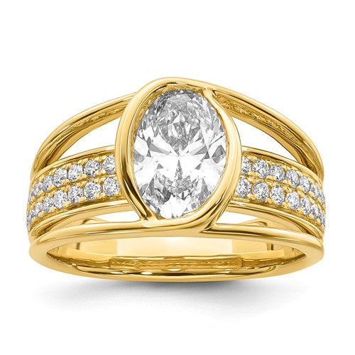 14K Yellow Gold Certified Oval Center Lab Grown Diamond VS+ F+ Ring