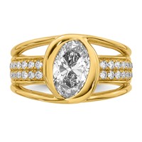 14K Yellow Gold Certified Oval Center Lab Grown Diamond VS+ F+ Ring view 4