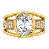 14K Yellow Gold Certified Oval Center Lab Grown Diamond VS+ F+ Ring view 4