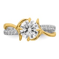 14ktt Certified Round Center Lab Grown Diamond VS+ F+ Ring view 4
