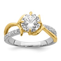 14ktt Certified Round Center Lab Grown Diamond VS+ F+ Ring view 1