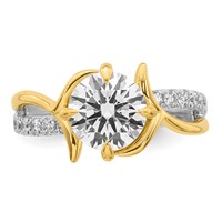 14ktt Certified Round Center Lab Grown Diamond VS+ F+ Ring view 4