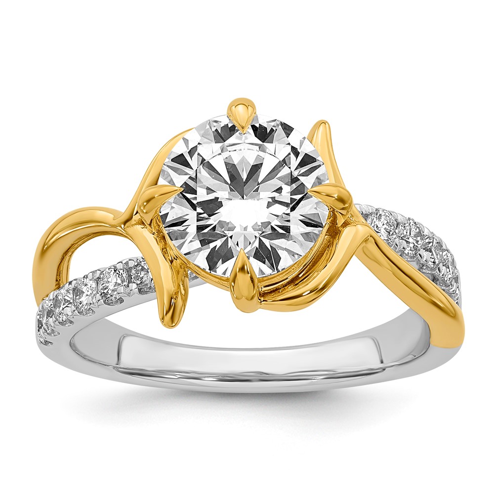 14ktt Certified Round Center Lab Grown Diamond VS+ F+ Ring