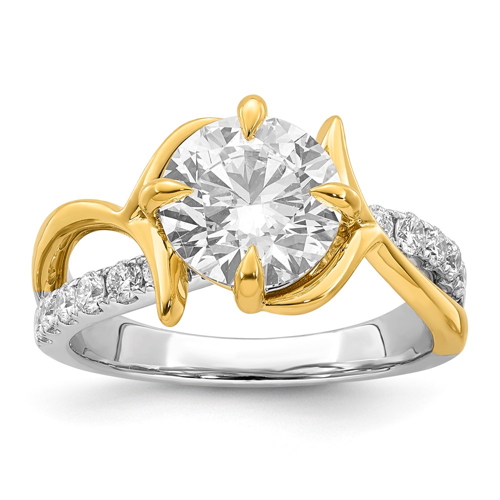 14ktt Certified Round Center Lab Grown Diamond VS+ F+ Ring