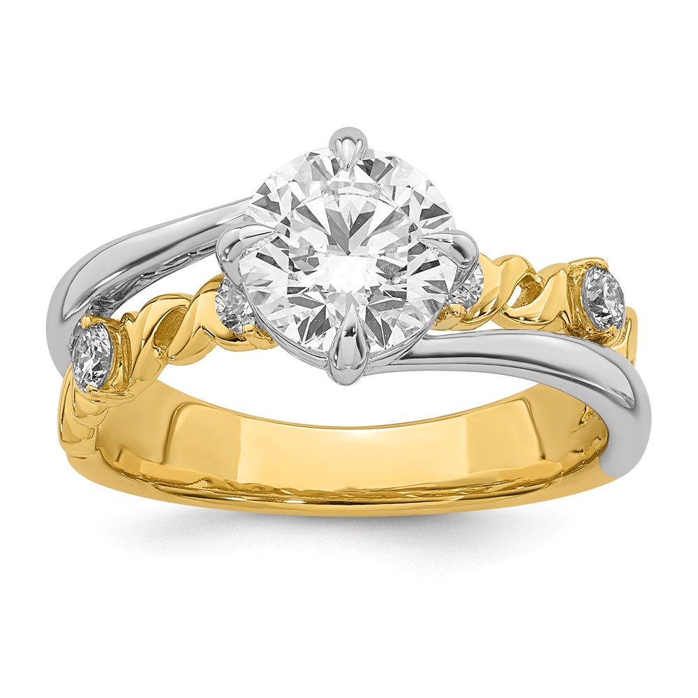 14ktt Certified Round Center Lab Grown Diamond VS+ F+ Ring