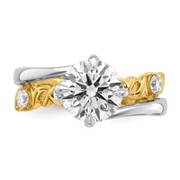 14ktt Certified Round Center Lab Grown Diamond VS+ F+ Ring view 4