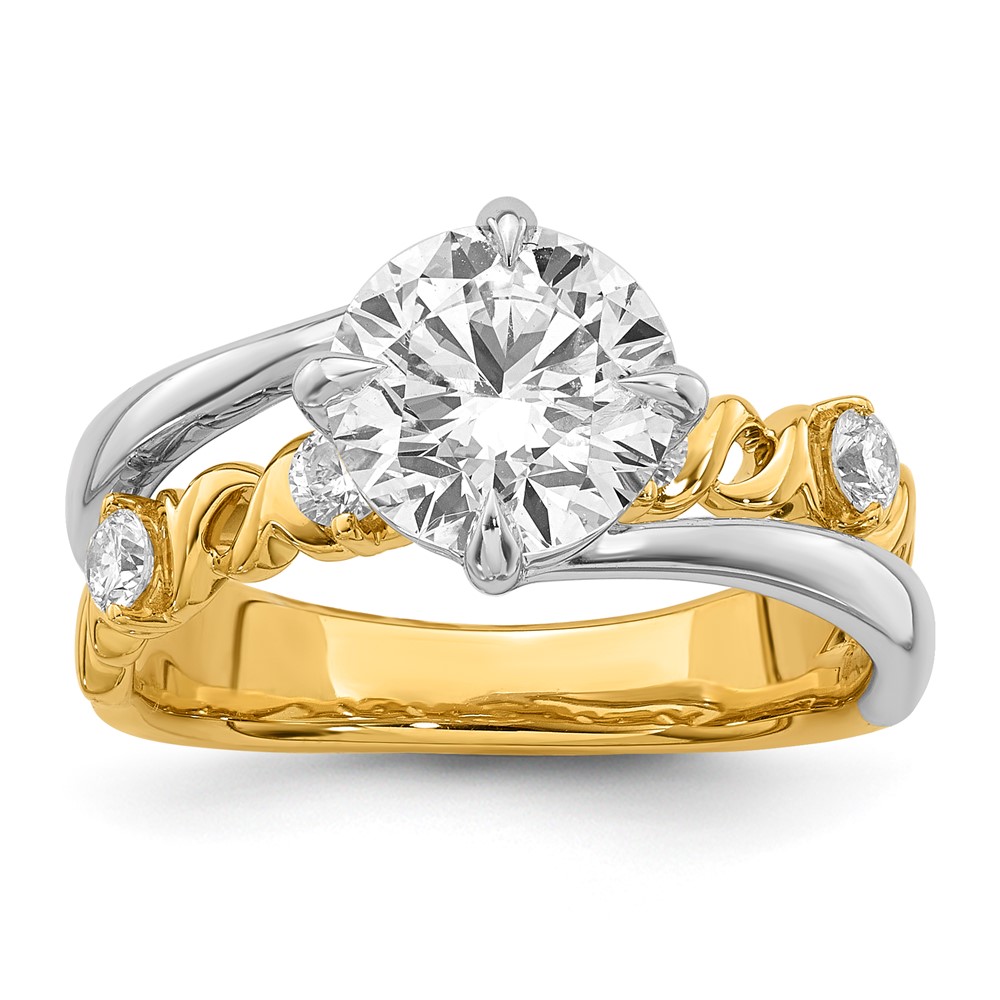 14ktt Certified Round Center Lab Grown Diamond VS+ F+ Ring