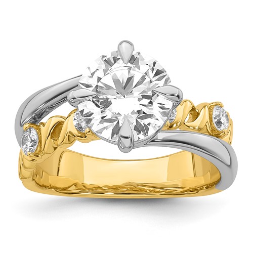 14ktt Certified Round Center Lab Grown Diamond VS+ F+ Ring