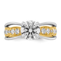 14ktt Certified Round Center Lab Grown Diamond VS+ F+ Ring view 4
