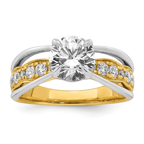 14ktt Certified Round Center Lab Grown Diamond VS+ F+ Ring