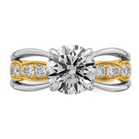 14ktt Certified Round Center Lab Grown Diamond VS+ F+ Ring view 4