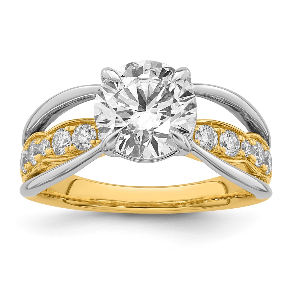 14ktt Certified Round Center Lab Grown Diamond VS+ F+ Ring