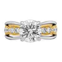 14ktt Certified Round Center Lab Grown Diamond VS+ F+ Ring view 4