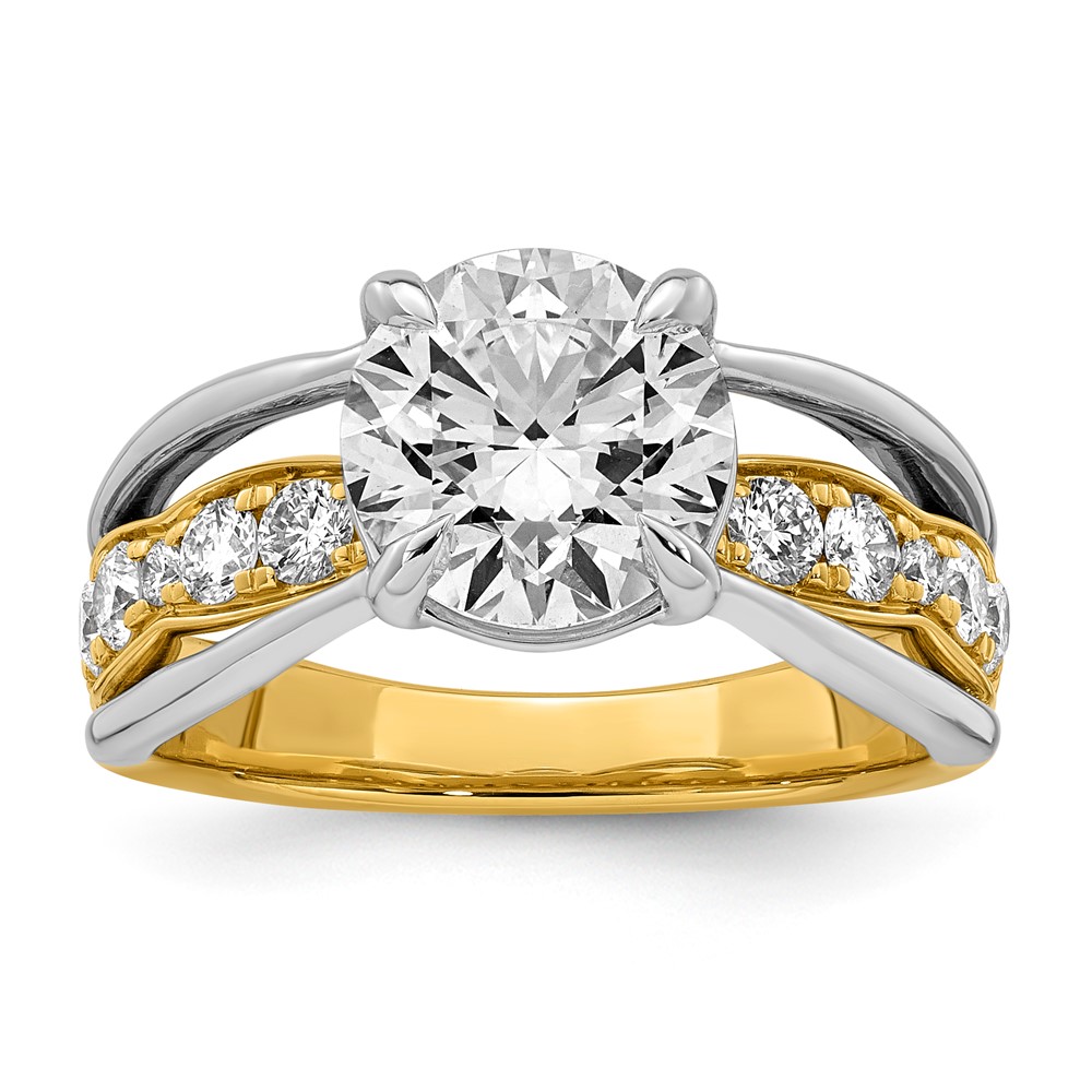 14ktt Certified Round Center Lab Grown Diamond VS+ F+ Ring