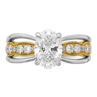 14ktt Certified Oval Center Lab Grown Diamond VS+ F+ Ring view 4